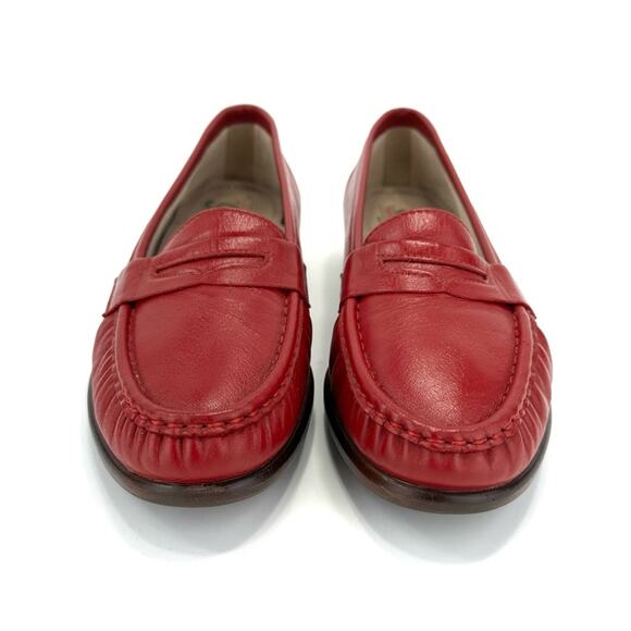 SAS Women Penny Loafer Size 8.5 Red Genuine Leather Tripad Comfort Casual Shoe - Picture 9 of 13